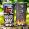 Camellia Personalized I Am Trucker I Stop when I'm Done Stainless Steel Tumbler-Double-Walled Insulation Cup With Lid Gift For Truck Driver