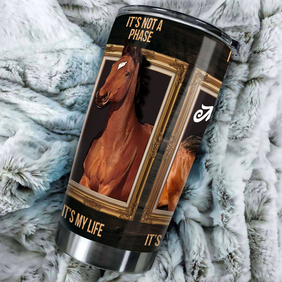 Camellia Personalized Horse Passion Stainless Steel Tumbler - Double-Walled Insulation Vacumm Flask - Gift For Horse Lovers, Cowgirls, Cowboys, Perfect Christmas, Thanksgiving Gift