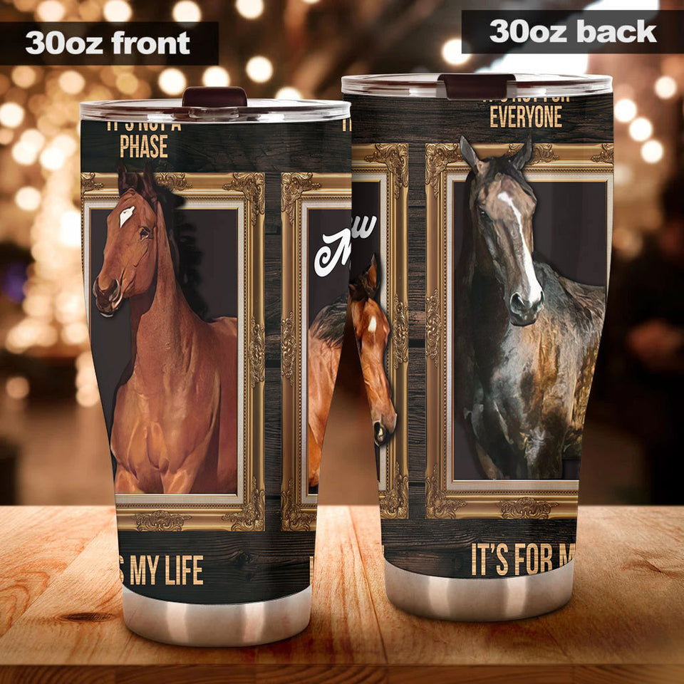 Camellia Personalized Horse Passion Stainless Steel Tumbler - Double-Walled Insulation Vacumm Flask - Gift For Horse Lovers, Cowgirls, Cowboys, Perfect Christmas, Thanksgiving Gift