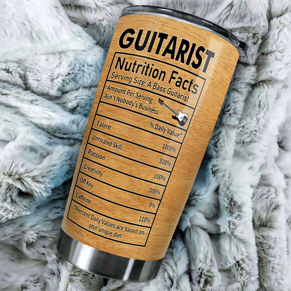 Camellia Personalized Bass Guitar Stainless Steel Tumbler - Double-Walled Insulation Vacumm Flask - Gift For Guitar Players, Guitar Lovers, Music Fans