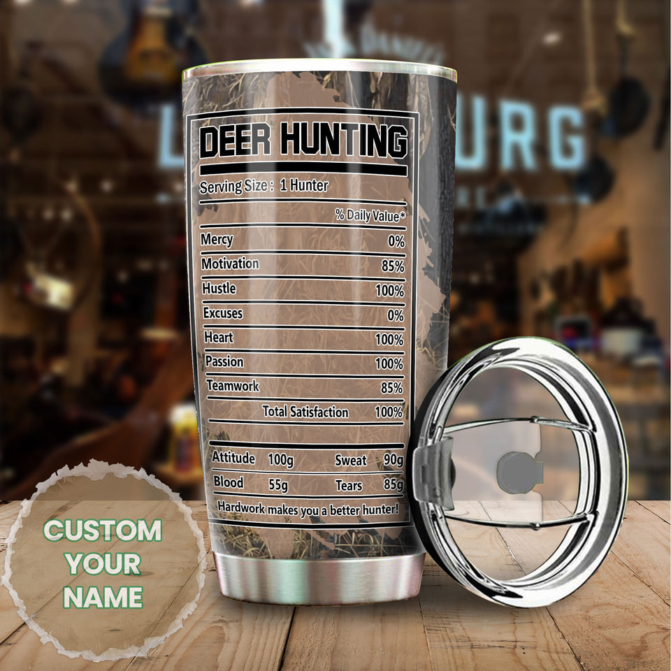 Camellia Personalized 3D Deer Hunting Stainless Steel Tumbler - Customized Double-Walled Insulation Travel Thermal Cup With Lid Gift For Deer Lover