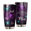 Camellia Personalized Butterfly Faith Hope Love Glory Cross Christian Stainless Steel Tumbler - Double-Walled Insulation Vacumm Flask - For Thanksgiving, Memorial Day, Christians, Christmas Gif