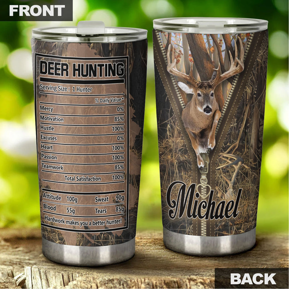 Camellia Personalized 3D Deer Hunting Stainless Steel Tumbler - Customized Double-Walled Insulation Travel Thermal Cup With Lid Gift For Deer Lover