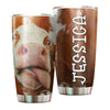 Camellia Personalized 3D Funny Cow Stainless Steel Tumbler - Customized Double-Walled Insulation Travel Thermal Cup With Lid