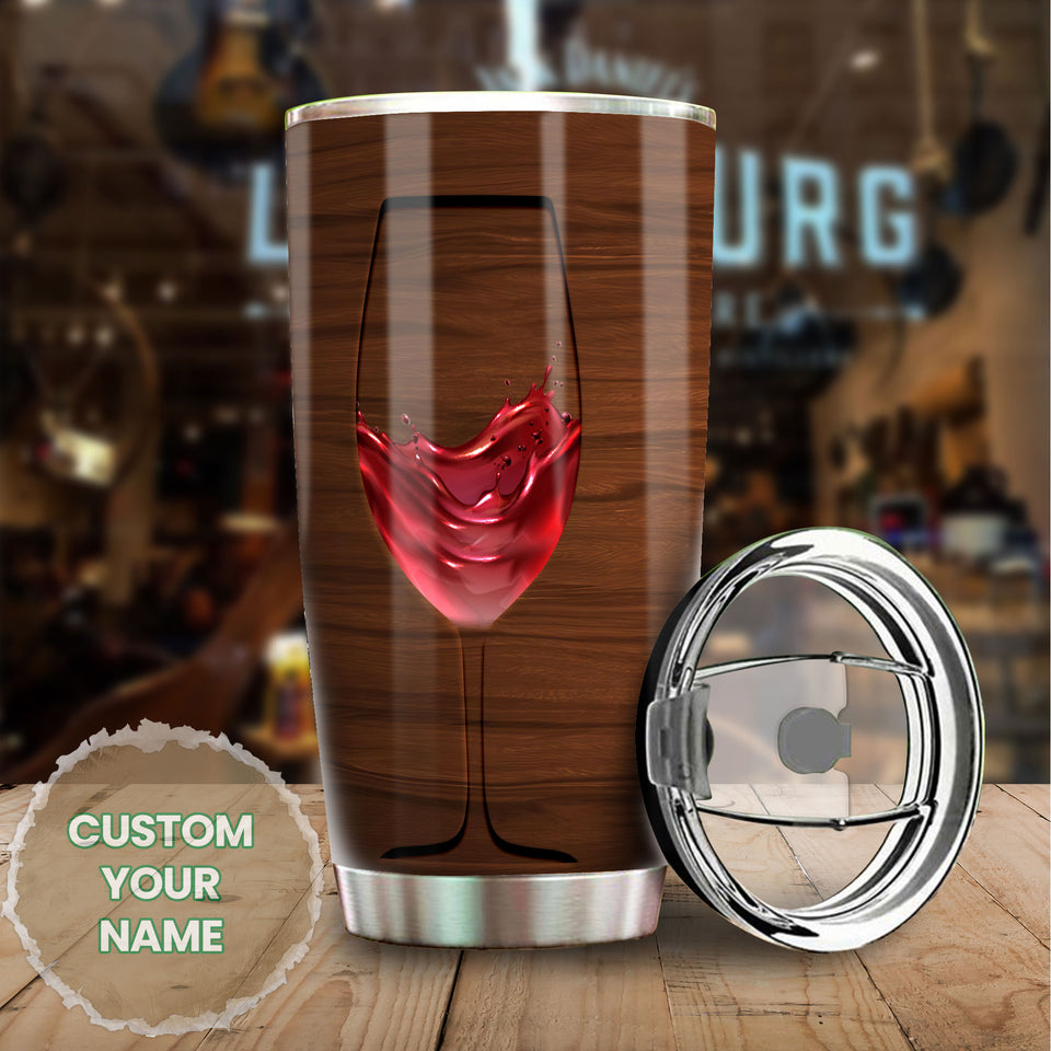 Camellia Persionalized Wine Bar Stainless Steel Tumbler - Customized Double - Walled Insulation Travel Thermal Cup With Lid Gift For Wine Lover