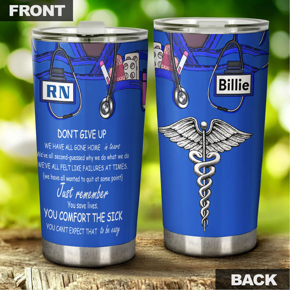 Camellia Personalized Nurse You Comfort The Sick Stainless Steel Tumbler - Double-Walled Insulation Vacumm Flask - Gift For Nurse, Christmas Gift, International Nurses Day