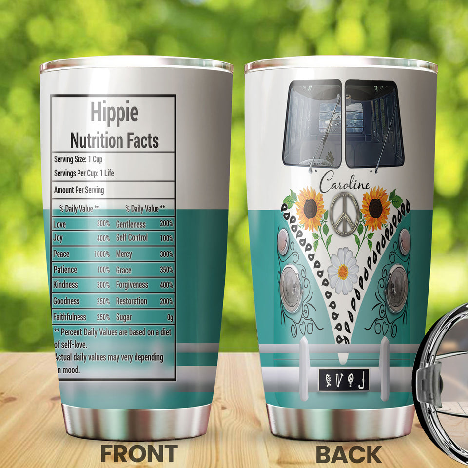 Camellia Personalized Hippie Nutrition Facts Stainless Steel Tumbler-Double-Walled Insulation Travel Cup With Lid 01