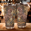 Camellia Personalized Horse Leather Style Stainless Steel Tumbler - Double-Walled Insulation Vacumm Flask - Gift For Horse Lovers, Cowgirls, Cowboys, Perfect Christmas, Thanksgiving Gift 05