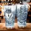 Camellia Persionalized 3D Wolf In Forest Stainless Steel Tumbler - Customized Double - Walled Insulation Travel Thermal Cup With Lid Gift For Wolf Lover