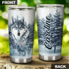 Camellia Persionalized 3D Wolf In Forest Stainless Steel Tumbler - Customized Double - Walled Insulation Travel Thermal Cup With Lid Gift For Wolf Lover
