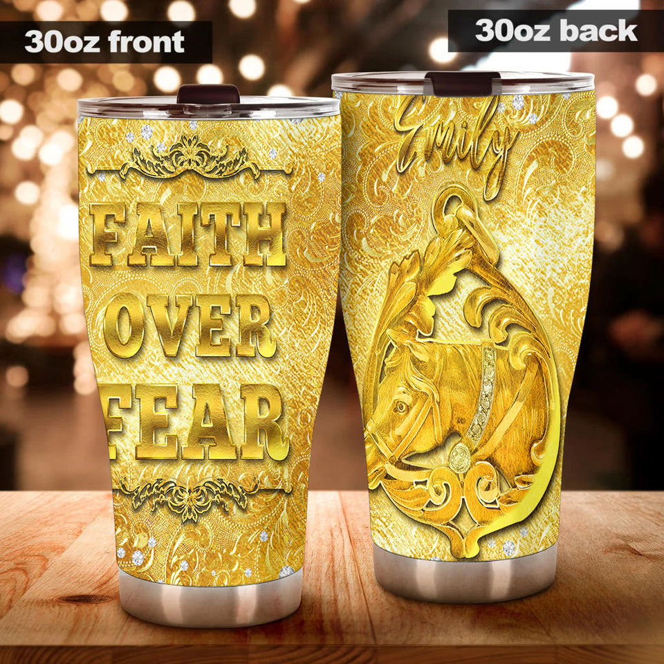 Camellia Personalized Horse Gold Style Stainless Steel Tumbler - Double-Walled Insulation Vacumm Flask - Gift For Horse Lovers, Cowgirls, Cowboys, Perfect Christmas, Thanksgiving Gift
