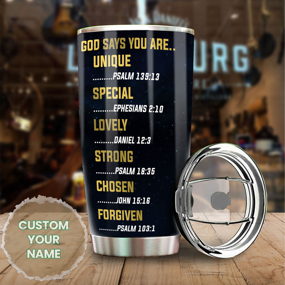 Camellia Personalized Black Women Faith God Says You Are Stainless Steel Tumbler - Double-Walled Insulation Vacumm Flask - Gift For Black Queen, International Women's Day, Hippie Gir