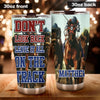 Camellia Personalized Horse Racing Don't Look Back Leave It All On Your Track Stainless Steel Tumbler - Double-Walled Insulation Vacumm Flask - Gift For Horse Lovers, Cowgirls, Cowboys