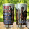 Camellia Personalized Horse Racing Don't Look Back Leave It All On Your Track Stainless Steel Tumbler - Double-Walled Insulation Vacumm Flask - Gift For Horse Lovers, Cowgirls, Cowboys