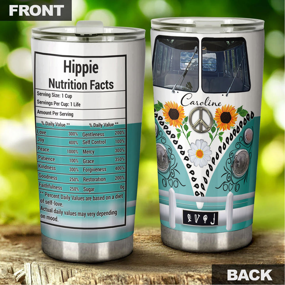 Camellia Personalized Hippie Nutrition Facts Stainless Steel Tumbler-Double-Walled Insulation Travel Cup With Lid 01