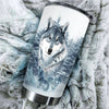 Camellia Persionalized 3D Wolf In Forest Stainless Steel Tumbler - Customized Double - Walled Insulation Travel Thermal Cup With Lid Gift For Wolf Lover