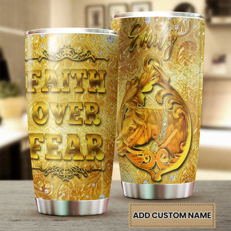Camellia Personalized Horse Gold Style Stainless Steel Tumbler - Double-Walled Insulation Vacumm Flask - Gift For Horse Lovers, Cowgirls, Cowboys, Perfect Christmas, Thanksgiving Gift