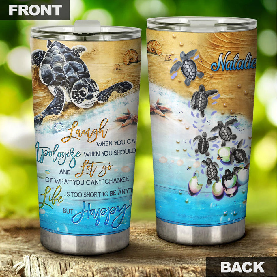 Camellia Personalized Laugh Love Life From Turtles Stainless Steel Tumbler-Double-Walled Insulation Travel Cup With Lid