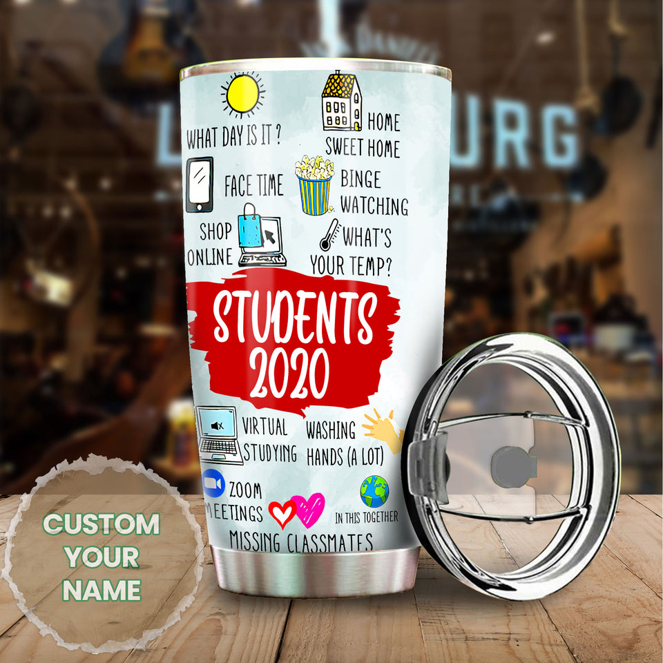 Camellia Personalized 3D Students Of 2020 Stainless Steel Tumbler - Customized Double-Walled Insulation Back To School Thermal Cup With Lid