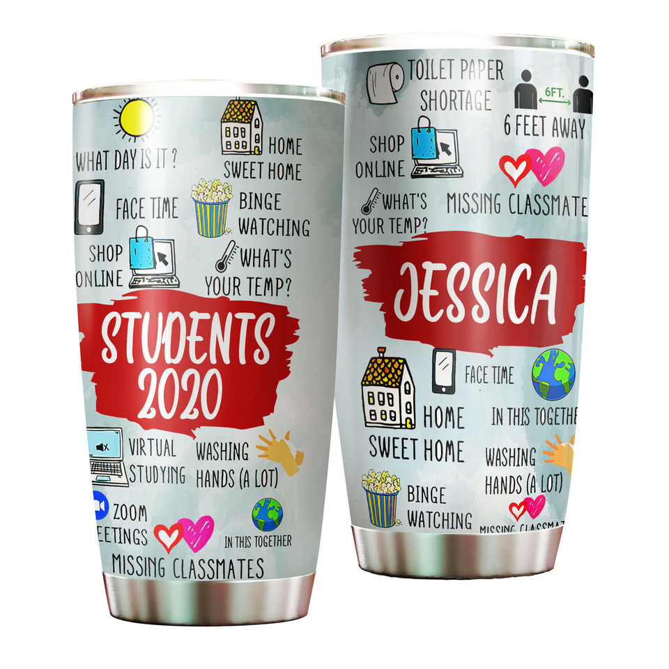 Camellia Personalized 3D Students Of 2020 Stainless Steel Tumbler - Customized Double-Walled Insulation Back To School Thermal Cup With Lid