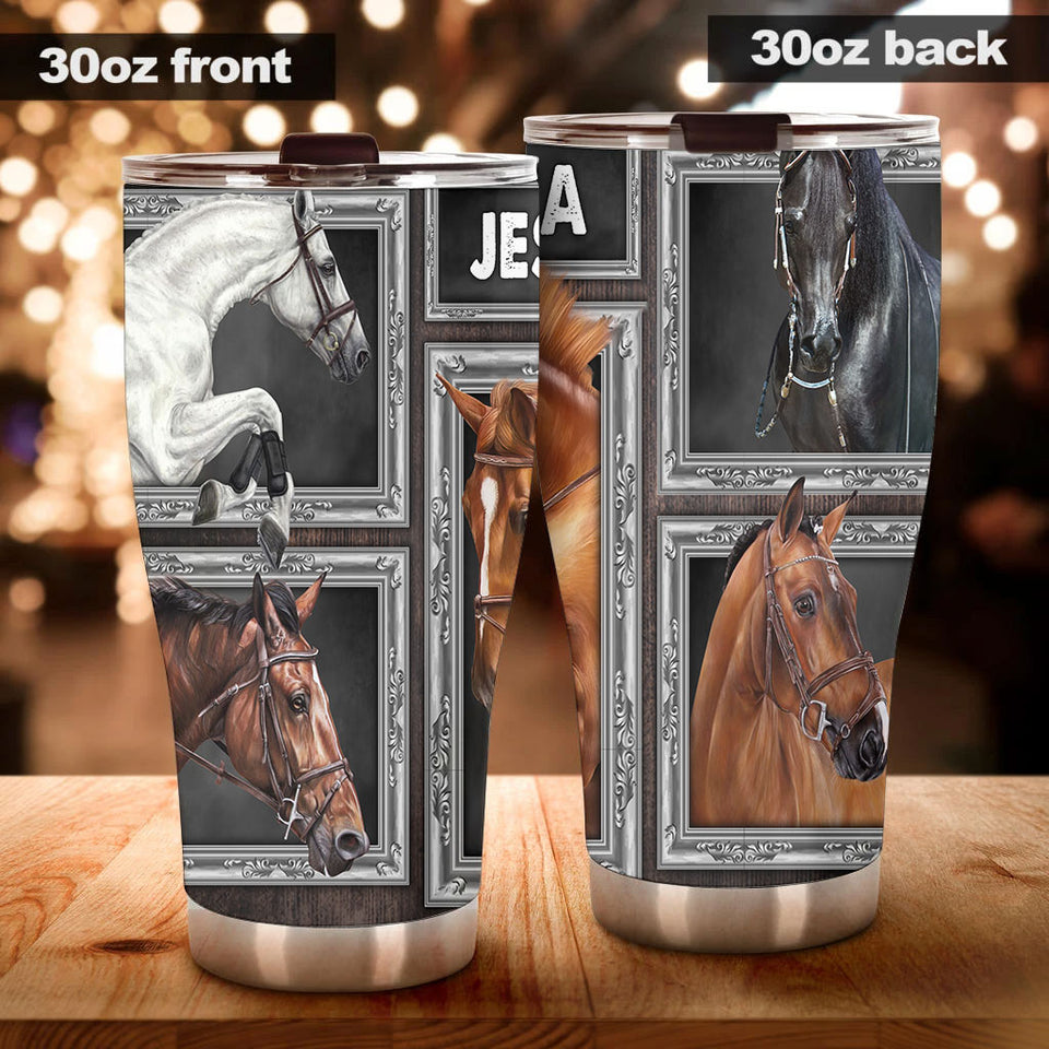Camellia Personalized Horse Stainless Steel Tumbler - Double-Walled Insulation Vacumm Flask - Gift For Horse Lovers, Cowgirls, Cowboys, Perfect Christmas, Thanksgiving Gift 03