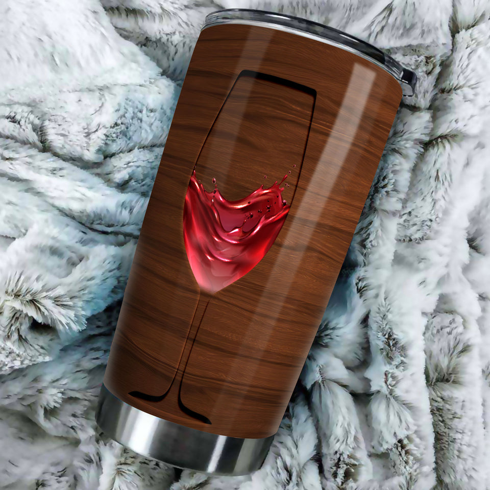 Camellia Persionalized Wine Bar Stainless Steel Tumbler - Customized Double - Walled Insulation Travel Thermal Cup With Lid Gift For Wine Lover