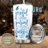 Camellia Personalized Blue Butterfly Be Joyful Be Patient Be Faithful Stainless Steel Tumbler - Double-Walled Insulation Vacumm Flask - Gift For Thanksgiving, Memorial Day
