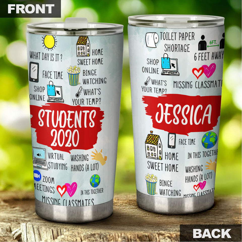 Camellia Personalized 3D Students Of 2020 Stainless Steel Tumbler - Customized Double-Walled Insulation Back To School Thermal Cup With Lid
