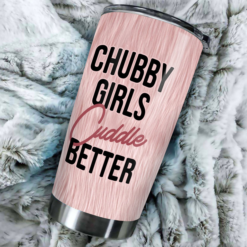 Camellia Personalized  Black Woman Chubby Girls Cuddle Better Stainless Steel Tumbler - Double-Walled Insulation Vacumm Flask - Gift For Black Queen, International Women's Day, Hippie Girls