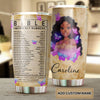 Camellia Personalized Black Women Faith Stainless Steel Tumbler - Double-Walled Insulation Vacumm Flask - Gift For Black Queen, International Women's Day, Hippie Girls
