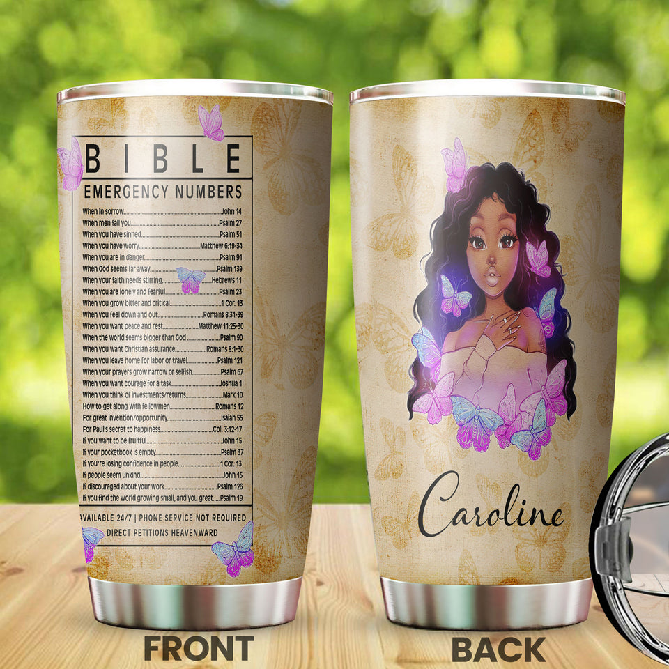 Camellia Personalized Black Women Faith Stainless Steel Tumbler - Double-Walled Insulation Vacumm Flask - Gift For Black Queen, International Women's Day, Hippie Girls