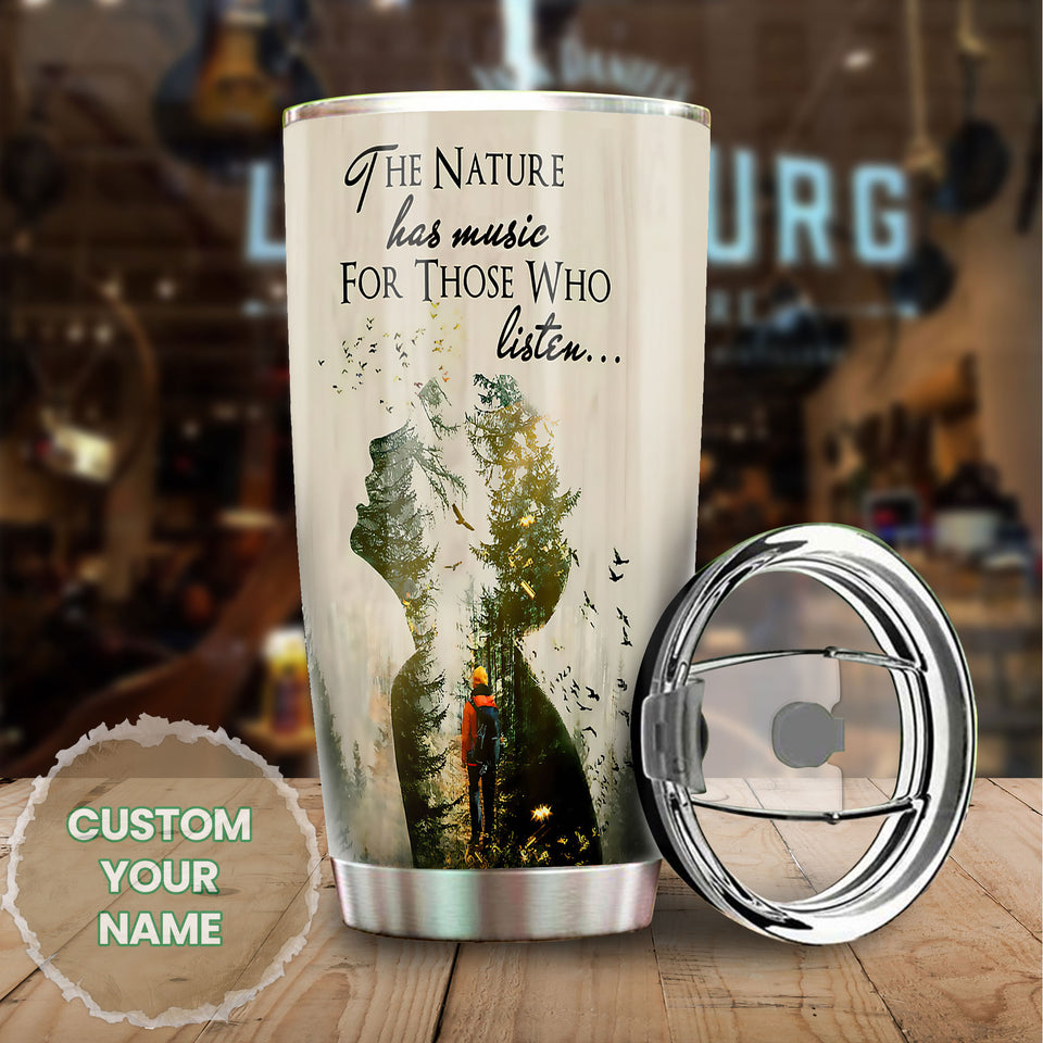 Camellia Persionalized 3D Vintage The Nature Has Music Stainless Steel Tumbler - Customized Double - Walled Insulation Travel Thermal Cup With Lid