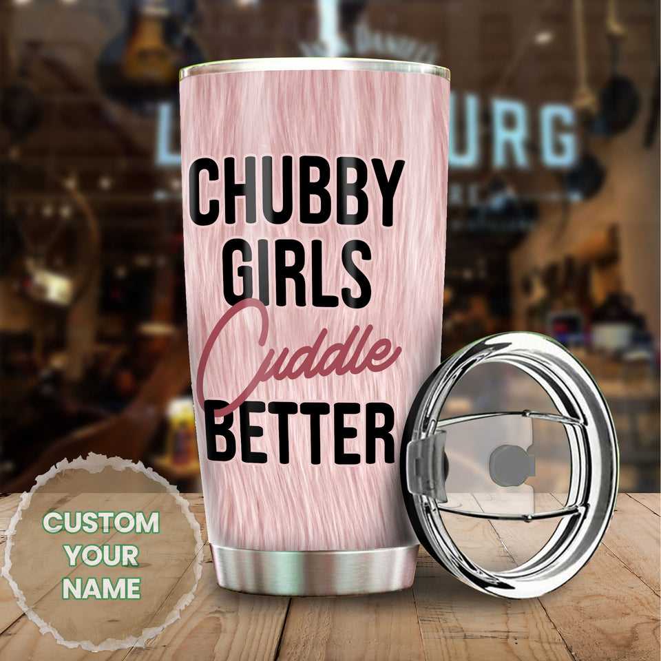 Camellia Personalized  Black Woman Chubby Girls Cuddle Better Stainless Steel Tumbler - Double-Walled Insulation Vacumm Flask - Gift For Black Queen, International Women's Day, Hippie Girls