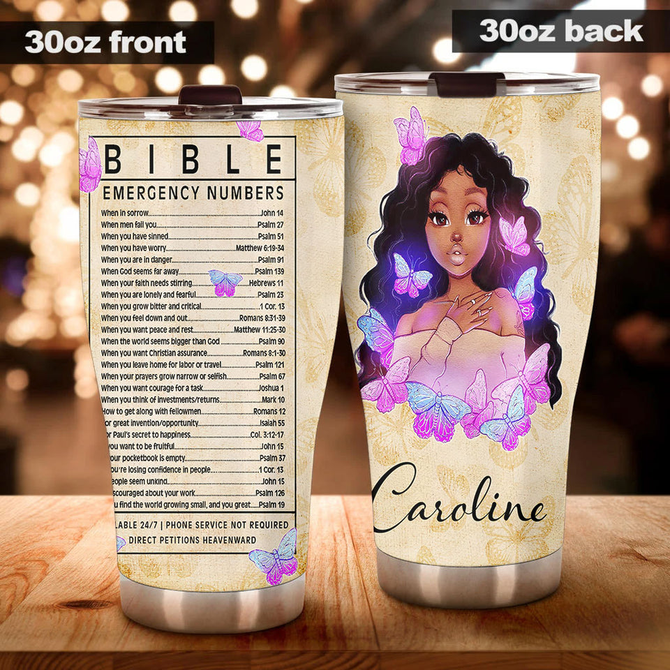 Camellia Personalized Black Women Faith Stainless Steel Tumbler - Double-Walled Insulation Vacumm Flask - Gift For Black Queen, International Women's Day, Hippie Girls