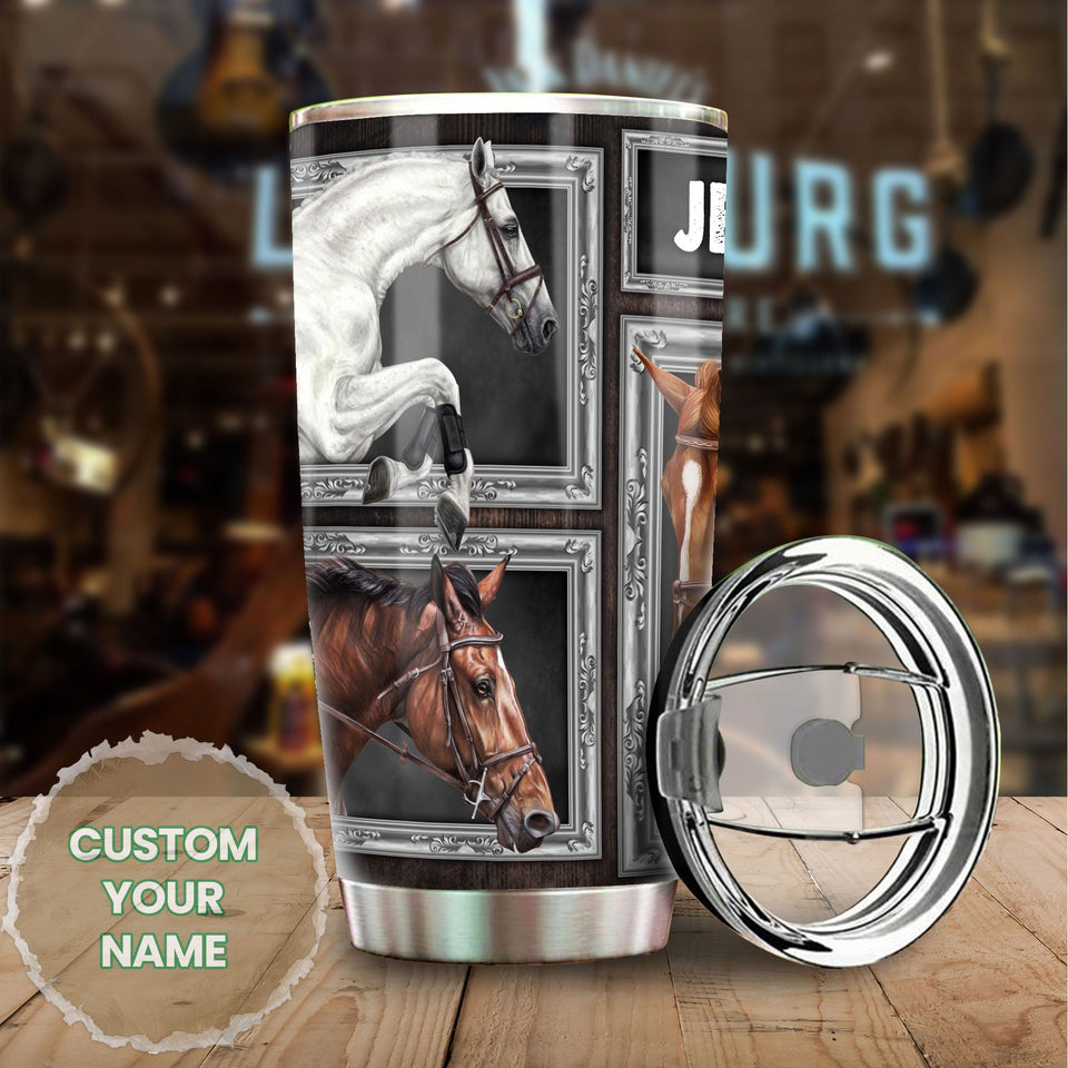 Camellia Personalized Horse Stainless Steel Tumbler - Double-Walled Insulation Vacumm Flask - Gift For Horse Lovers, Cowgirls, Cowboys, Perfect Christmas, Thanksgiving Gift 03
