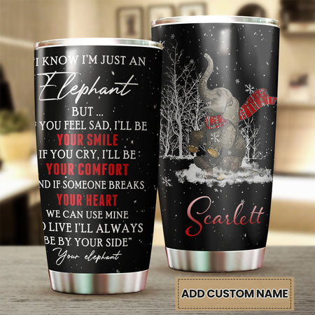 Camellia Personalized Elephant Is Friend Stainless Steel Tumbler- Wall Insulated Cup With Lid Travel Mug
