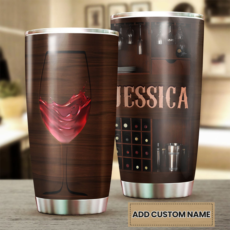 Camellia Persionalized Wine Bar Stainless Steel Tumbler - Customized Double - Walled Insulation Travel Thermal Cup With Lid Gift For Wine Lover