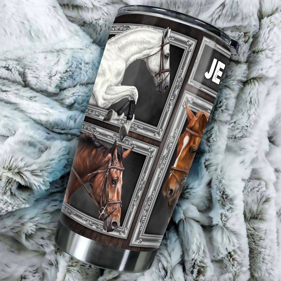 Camellia Personalized Horse Stainless Steel Tumbler - Double-Walled Insulation Vacumm Flask - Gift For Horse Lovers, Cowgirls, Cowboys, Perfect Christmas, Thanksgiving Gift 03