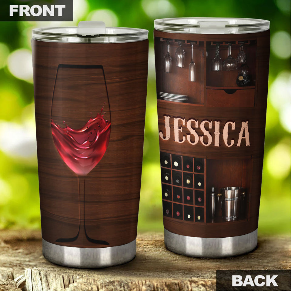 Camellia Persionalized Wine Bar Stainless Steel Tumbler - Customized Double - Walled Insulation Travel Thermal Cup With Lid Gift For Wine Lover