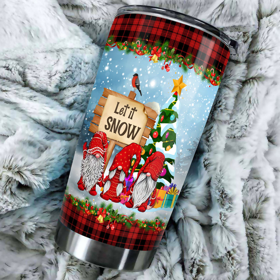 Camellia Personalized Christmas Santa Claus Let It Snow Stainless Steel Tumbler - Customized Double-Walled Insulation Travel Thermal Cup With Lid