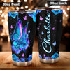 Camellia Personalized Butterfly Blue Flower Stainless Steel Tumbler - Double-Walled Insulation Vacumm Flask - For Thanksgiving, Memorial Day, Christians, Christmas Gift