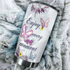 Camellia Personalized Butterfly Crystal Style Enjoy Every Moment Stainless Steel Tumbler - Double-Walled Insulation Vacumm Flask - For Thanksgiving, Memorial Day, Christians, Christmas Gift