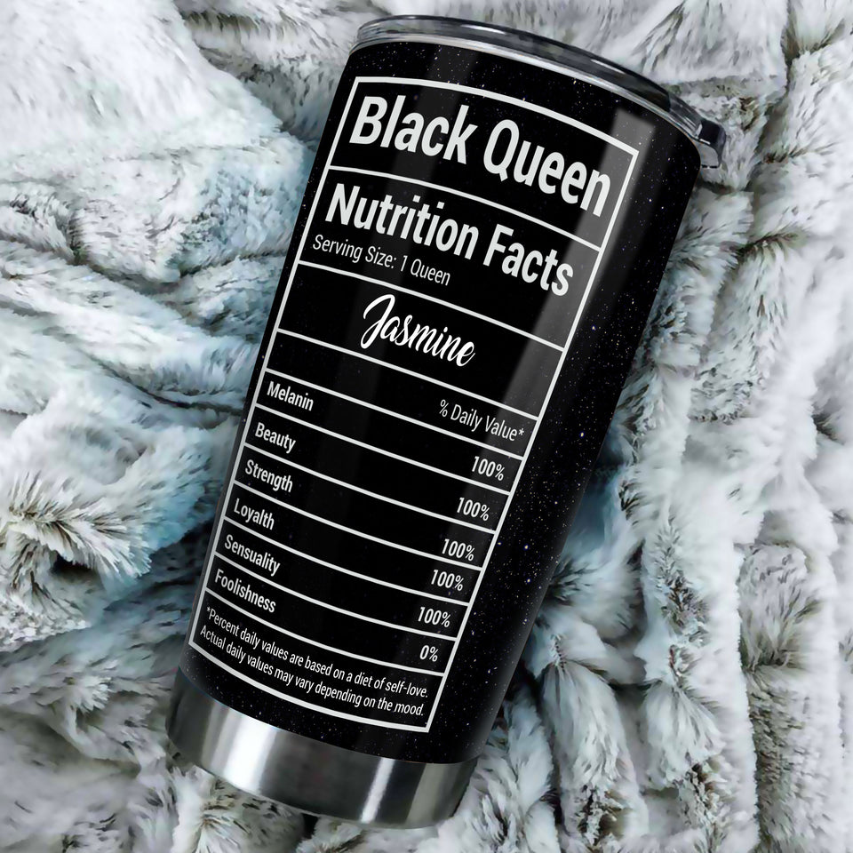 Camellia Personalized Black Queen Faith Stainless Steel Tumbler - Double-Walled Insulation Vacumm Flask - Gift For Black Queen, International Women's Day, Hippie Girls