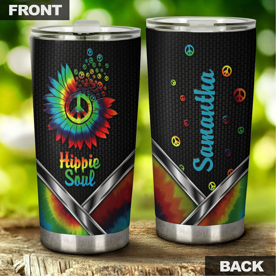 Camellia Personalized Mental Hippie Sunflower Stainless Steel Tumbler-Double-Walled Insulation Travel Cup With Lid