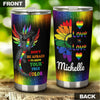 Camellia Persionalized LGBT Dragon Sunflower Dont Be Afraid To Show Your True Color Love Is Love Stainless Steel Tumbler - Customized Double - Walled Insulation Travel Thermal Cup With Lid