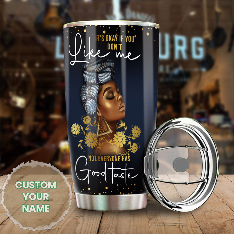 Camellia Personalized Black Women Good Taste Nutrition Facts Stainless Steel Tumbler - Double-Walled Insulation Vacumm Flask - Gift For Black Queen, International Women's Day