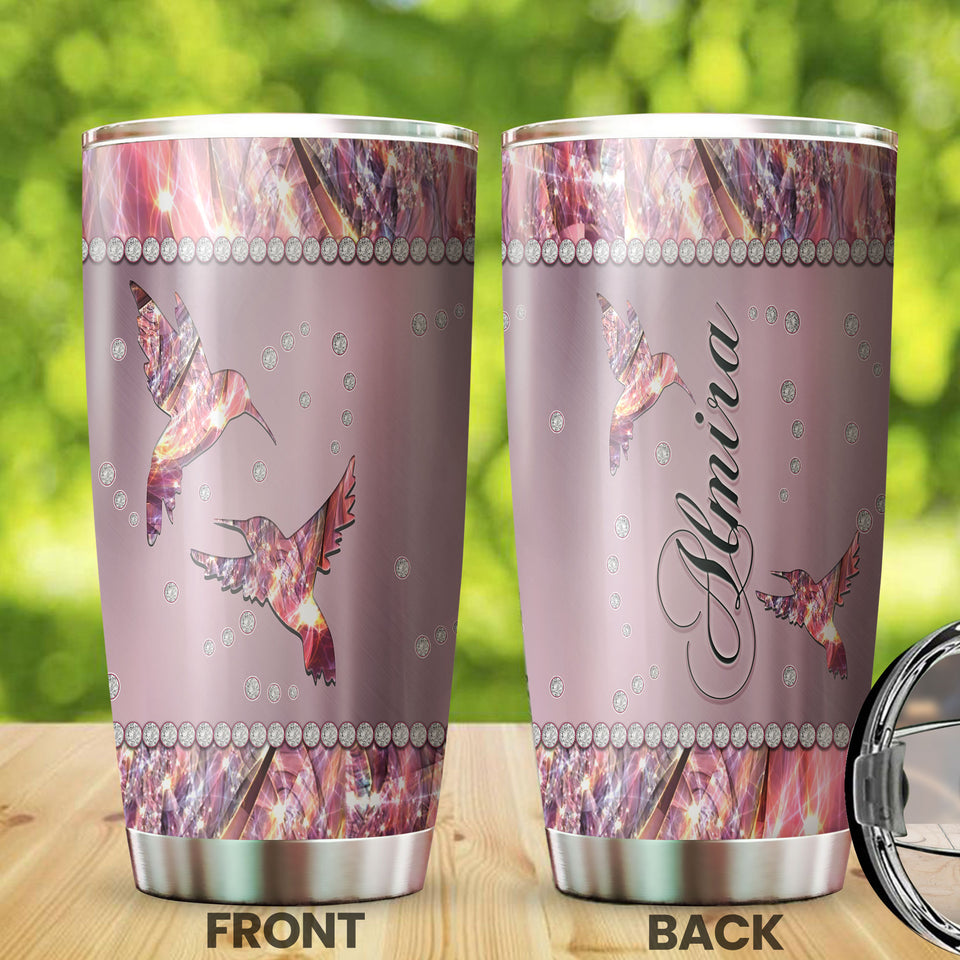 Camellia Personalized Mental Style Jewelry Pink Hummingbird Stainless Steel Tumbler-Double-Walled Insulation Travel Cup With Lid