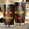 Camellia Persionalized Baseball Skull Stainless Steel Tumbler - Customized Double - Walled Insulation Travel Thermal Cup With Lid Gift For Baseball Lover