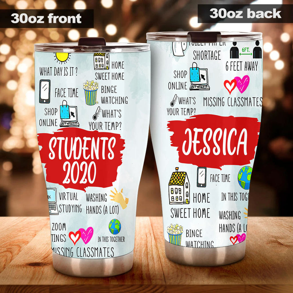 Camellia Personalized 3D Students Of 2020 Stainless Steel Tumbler - Customized Double-Walled Insulation Back To School Thermal Cup With Lid