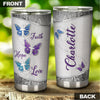 Camellia Personalized Butterfly Silver Faith Hope Love Cross Stainless Steel Tumbler - Double-Walled Insulation Vacumm Flask - For Thanksgiving, Memorial Day, Christians, Christmas Gift